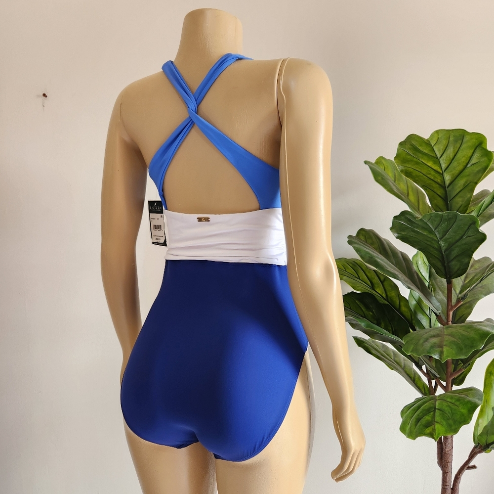 Ralph Lauren Blue and White One-Piece Swimsuit - Picture 5 of 13